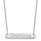 10k White Gold Small ARIAL ROUNDED Bar Necklace