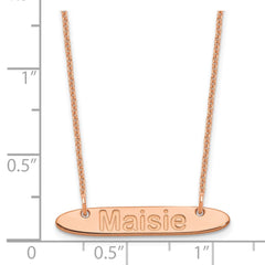 14K Rose Gold Small Polished Oblong Arial Rounded Bar Necklace