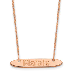 14K Rose Gold Small Polished Oblong Arial Rounded Bar Necklace
