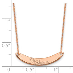 14k Rose Gold Small EDWARDIAN SCRIPT Curved Bar Necklace - 2