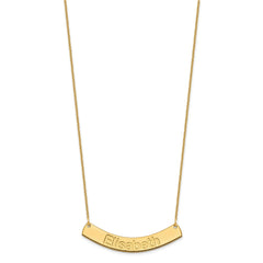 14k Yellow Gold Medium ARIAL ROUNDED Curved Bar Necklace - 2