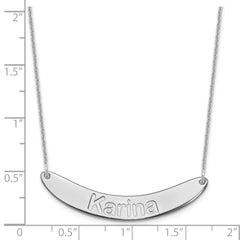 14k White Gold Medium ARIAL ROUNDED Curved Bar Necklace - 2