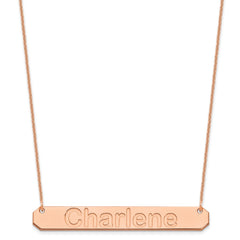 14k Rose Gold Large ARIAL ROUNDED Bar Necklace - 2