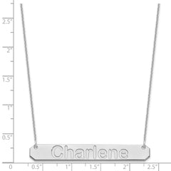 10k White Gold Large ARIAL ROUNDED Bar Necklace - 2