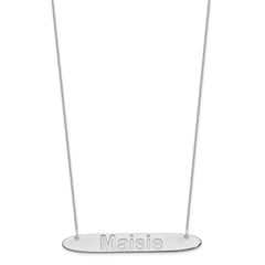 10K White Gold Large Polished Oblong Arial Rounded Bar Necklace