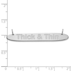 10K White Gold Large Polished Oblong Arial Rounded Bar Necklace