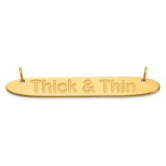 14K Large Polished Oblong Arial Rounded Bar Necklace