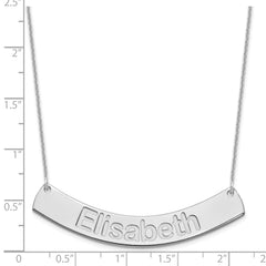 10k White Gold Large ARIAL ROUNDED Curved Bar Necklace