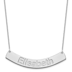 10k White Gold Large ARIAL ROUNDED Curved Bar Necklace