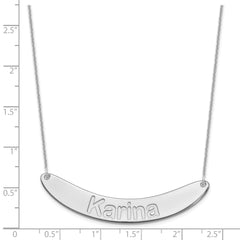14k White Gold Large ARIAL ROUNDED Curved Bar Necklace - 2