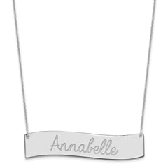 10k White Gold Medium ALWAYS IN MY HEART Curved Bar Necklace - 2