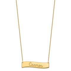 14k Yellow Gold Medium ALWAYS IN MY HEART Curved Bar Necklace