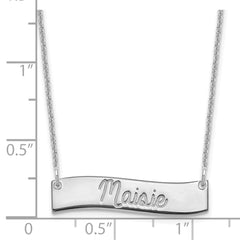 10k White Gold Small ALWAYS IN MY HEART Curved Bar Necklace