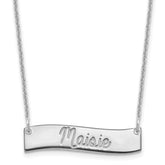 10k White Gold Small ALWAYS IN MY HEART Curved Bar Necklace