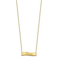 14k Yellow Gold Small ALWAYS IN MY HEART Curved Bar Necklace