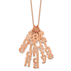 14k Rose Gold Brushed Vertical 5 Name Charm Necklace