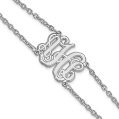 10k White Gold Double Chain Etched Monogram Bracelet