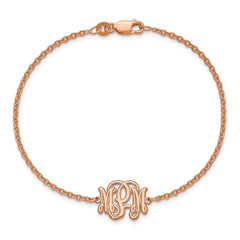 Sterling Silver/Rose-plated Etched Monogram Bracelet