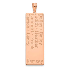 10k Rose Gold 8 Name Family Pendant