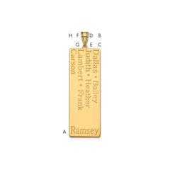 14k Yellow Gold 7 Name Family Pendant