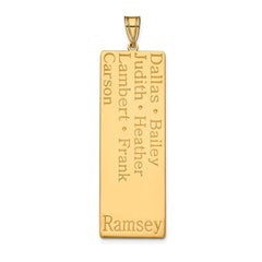 14k Yellow Gold 7 Name Family Pendant