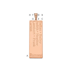 14k Rose Gold 7 Name Family Pendant
