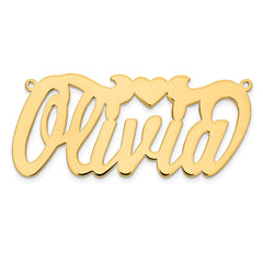 Sterling Silver/Gold-plated Polished Heart Name Plate - 5