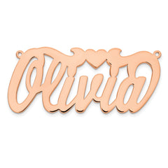 Sterling Silver/Rose-plated Polished Heart Name Plate - 5