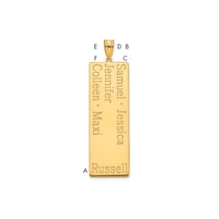 10k Yellow Gold 5 Name Family Pendant