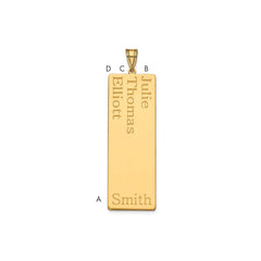 14k Yellow Gold 3 Name Family Pendant