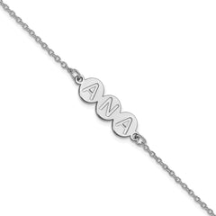 10k White Gold 3 Letter Bubble Bracelet