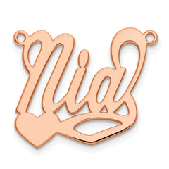 Sterling Silver/Rose-plated Polished Heart Name Plate - 6
