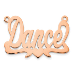 Sterling Silver/Rose-plated Polished Heart Name Plate
