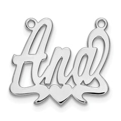 Sterling Silver/Rhodium-plated Polished Heart Name Plate - 3