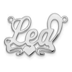 10k White Gold Polished Heart Name Plate - 5