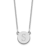 10k White Gold Round Initial Necklace
