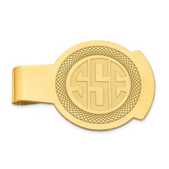 SS/Gold-plated Recessed Letter Monogram Round Money Clip