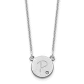 10k White Gold Round Initial with Diamond Necklace