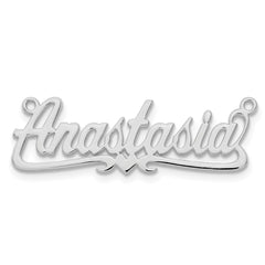 Sterling Silver/Rhodium-plated Polished Heart Name Plate - 4