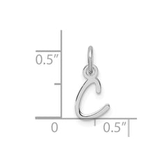 14K White Gold Uppercase Letter C Initial Charm