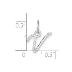 14K White Gold Uppercase Letter V Initial Charm