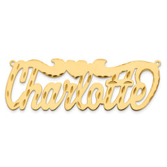 Sterling Silver/Gold-plated Diamond-cut Heart Name Plate - 3