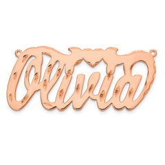 14k Rose Gold Diamond-cut Heart Name Plate - 5