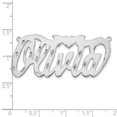 Sterling Silver/Rhodium-plated Diamond-cut Heart Name Plate - 7