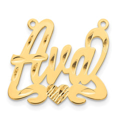 Sterling Silver/Gold-plated Diamond-cut Heart Name Plate - 4