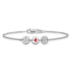 Sterling Silver/Rhodium-plated State Heart State Disc Bracelet