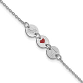 Sterling Silver/Rhodium-plated State Heart State Disc Bracelet