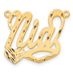 14k Yellow Gold Diamond-cut Heart Name Plate - 2