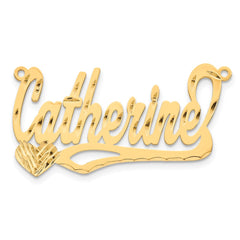 Sterling Silver/Gold-plated Diamond-Cut Heart Name Plate - 2