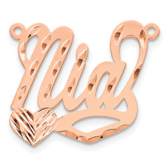 Sterling Silver/Rose-plated Diamond-cut Heart Name Plate - 6